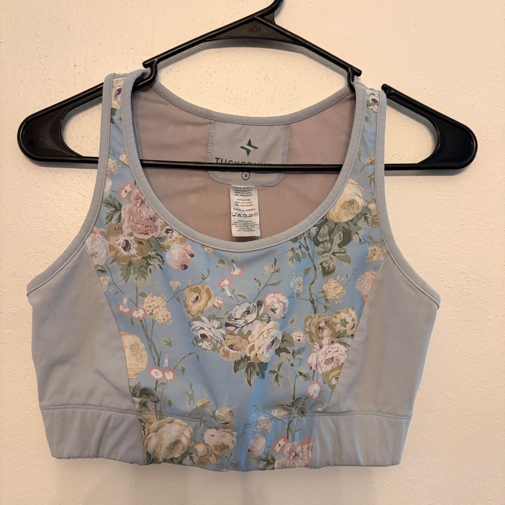 Tuckernuck Sports Bra Womens Small Blue Floral Activewear Yoga Top